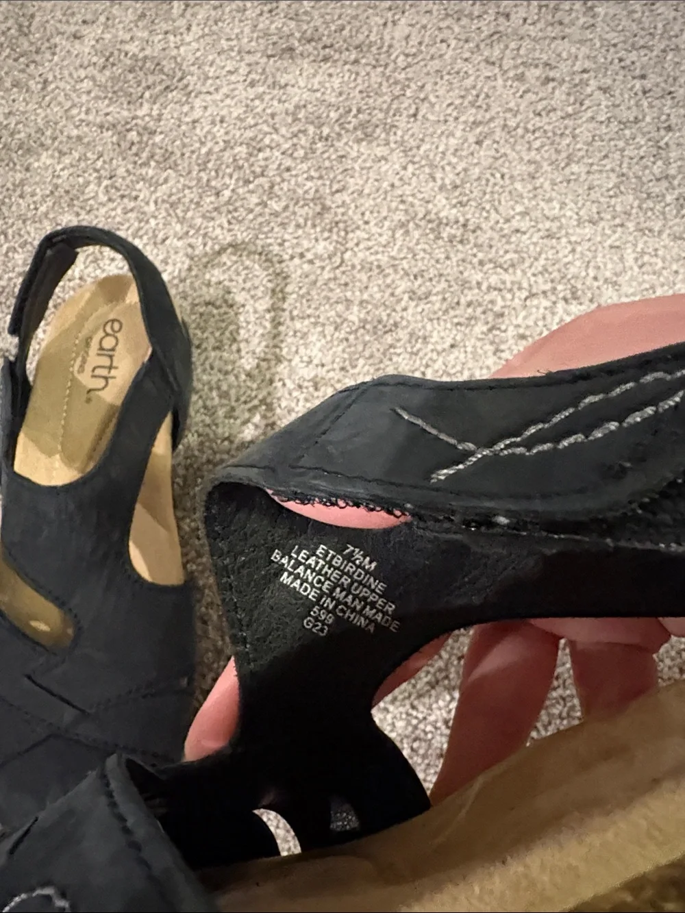 Earth Origins Black Cutout Slingback Wedge Sandals